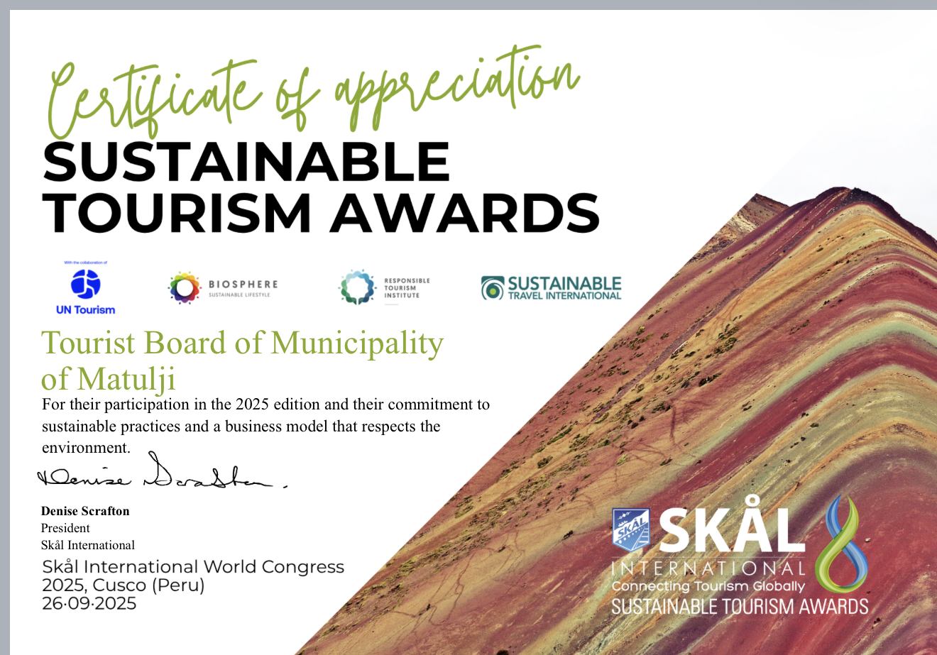 Skål International Sustainable Tourism Awards 2025 