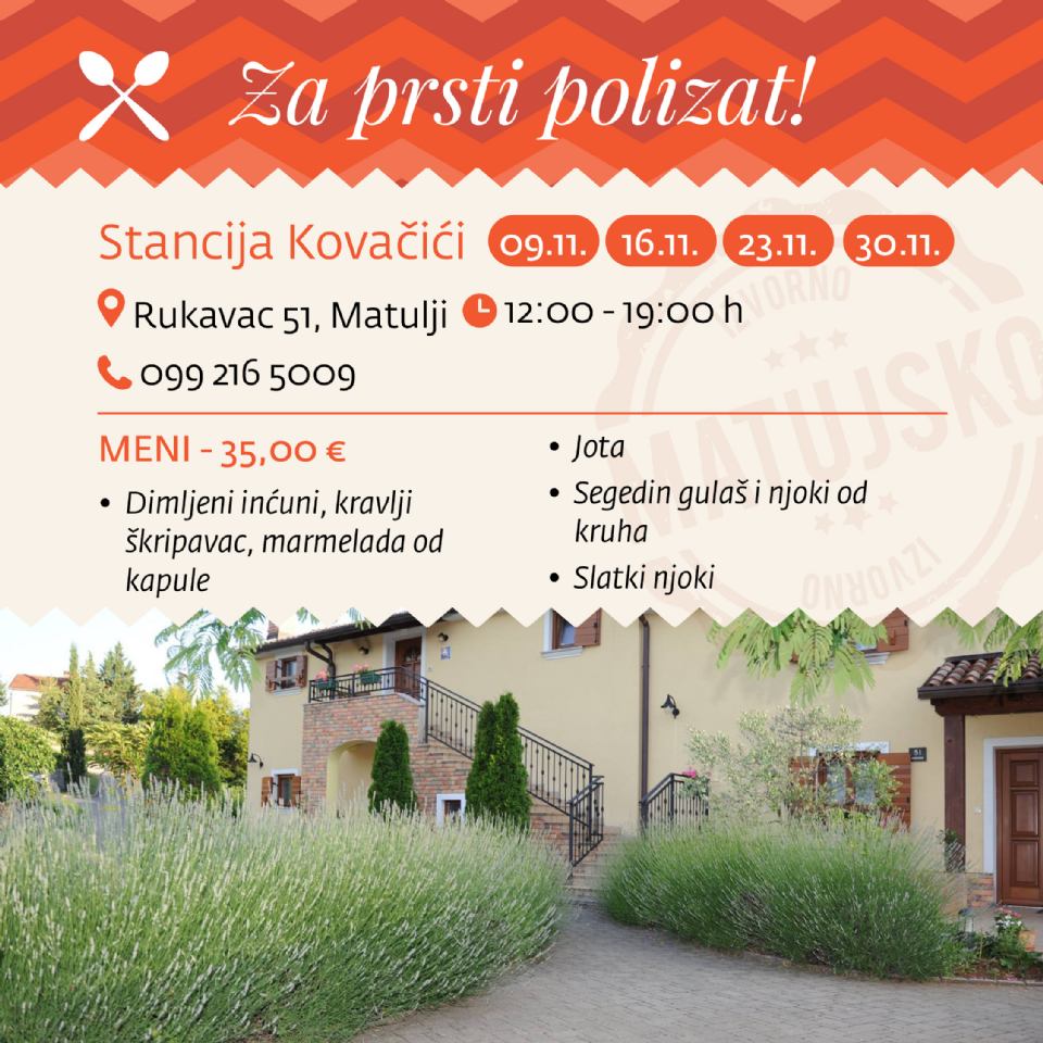 OKUSI MATULJICIOUSA - Restoran Stancija Kovačići